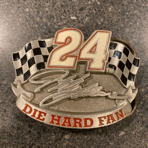 Vintage 90’s NASCAR Jeff Gordon solid pewter Belt Buckle Made in USA - Picture 2 of 7
